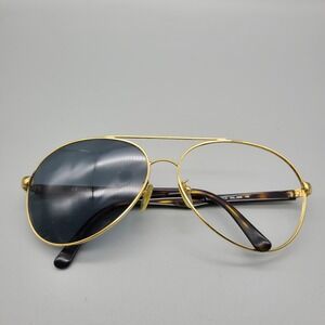 Police S 8591G Aviator Sunglasses Gold Tortoise Made in Italy Missing Lens 64-14